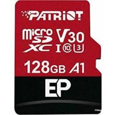 Карта памяти Micro SDXC 128 GB Patriot EP Series Class 10 U3 V30 A1 + SD адаптер (PEF128GEP31MCX)